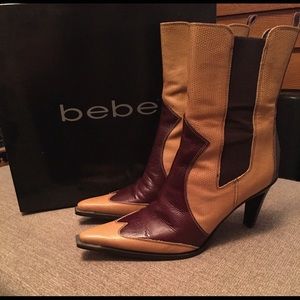 bebe Lizard Camel/Brown two tone Boots
Size 7 1/2